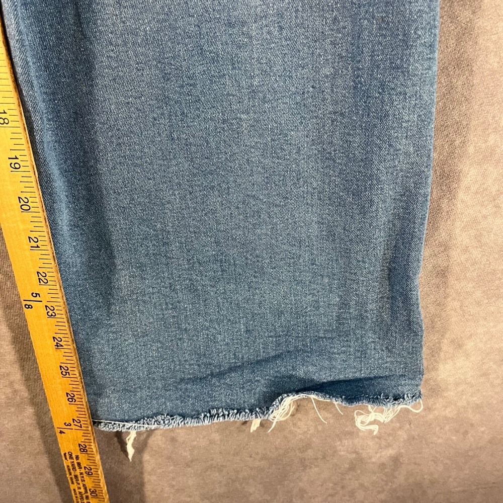 Zara Wide Leg Jeans Women 13-14 Blue High Rise Raw Hem Adjustable 26 in Waist - Picture 6 of 11